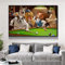 HTWLMM Cartoon-Tier-Hund Der Billard Spielt Leinwand Malerei Kunstdruck Bilder für Wohnzimmer Wandbilder Deko Schlafzimmer Modern Rahmenlos (70X100CM)
