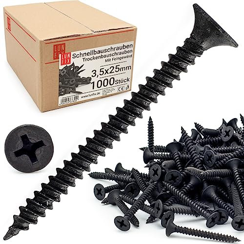 Lun Fix Viti per cartongesso, 3,5 x 25 mm, 1000 pezzi, viti per cartongesso, viti per cartongesso, viti per cartongesso, viti per cartongesso, viti per cartongesso, viti a sgancio rapido