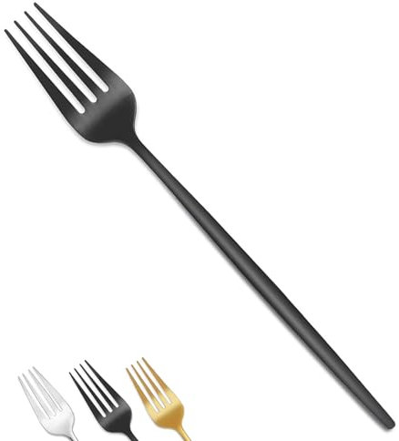Bestdin Juego de 12 Tenedores de Acero Inoxidable de 20 cm (8 Pulgadas) - Negros Mate para Mesa, Cubiertos - Aptos para Casa, Restaurantes y Fiestas