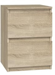 VBChome Nachttisch 30 x 30 x 40 cm Eiche Sonoma Nachttisch mit 2 Schubladen für das Schlafzimmer Grifflose Büro Zimmer Modern Eiche Sonoma
