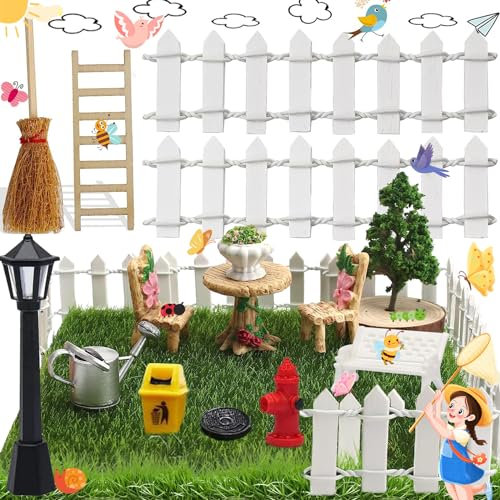 Benaton 16 Pièces 1:12 Jardin Décoration de Maison de Poupée sur Le Thème de La Cour, Mini Simulation Gazon Outils Jardinage Miniature pour Décoration de Mini Jardin, Miniature Jardin Ornements