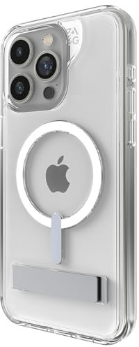 ZAGG Crystal Palace Snap KS, Graphen-verstärkte Hülle mit Ständer für iPhone 15 Pro Max [6.7-Inch], MagSafe kompatibel, kein Vergilben, stossfeste Abdeckung für die Rückseite (Transparent)
