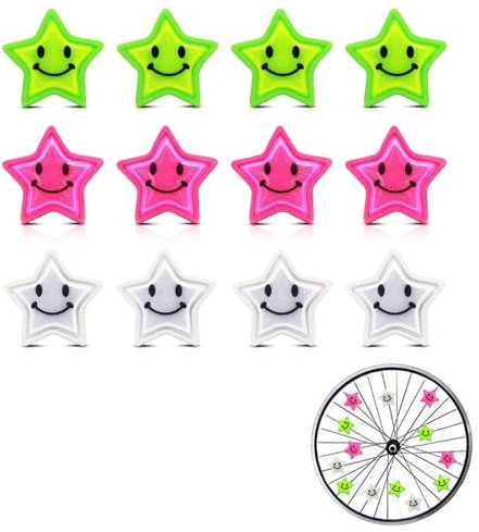 12 Stück Speichenreflektoren Fahrrad Kinder, Fahrrad Zubehör Kinder, Fahrradspeichen Bunt Bike Speichen Clicker Speichen Reflektierende Sterne Fahrraddekoration Clip