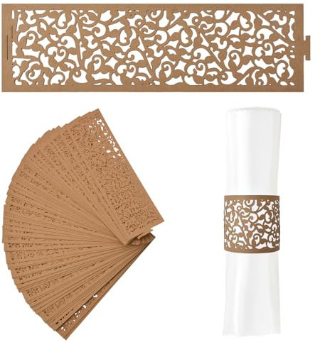 URROMA Serviettenringe, 50 Stück Kraftpapier Rebe Serviette Ringe Serviette Ringhalter für Weihnachten Mittagessen Thanksgiving Party Urlaub Hochzeit Tischdekoration