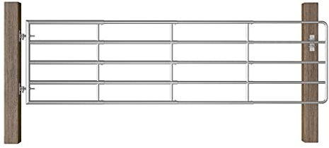 TANZEM 5-Rohre-Weißetor, Türen Für Zaun - Weißezauntor für stufenloses ausziehen, Paddock, Weiße, Gatter - Stahl (115-300)×90 cm Silbern