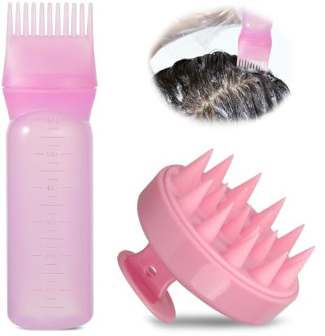 Lithyc Lot De 2 Hair Dye Brush Bottle,Silicone Hair Comb,Flacons De Teinture Pour Cheveux,Peigne De Massage Du Cuir Chevelu,Applicateur D'Huile Capillaire,Outil De Coiffure De Couleur De Cheveux
