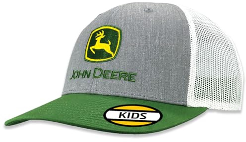 John Deere Baseballkappe, Trucker-Mütze, 53083347Hggrwh Jugend aktuelle Baseballkappe, Trucker-Mütze, Markenstickerei, Ywgr, Heather Gray/Grün/Weiß, Einheitsgröße