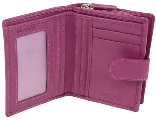 Golunski Kompakte Damen-Geldbörse/Geldbörse aus Leder mit RFID-Schutz – Orchidee