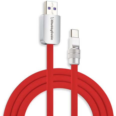 chubbycable Chubby 2.0 Fast Charging Cable Durable Soft Silicone USB C Cable 120W Extra Thick Phone Charger Cord Data Transfer Cord, Red, USB-A to Type-C, 4.9FT