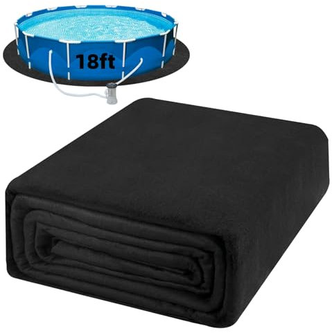 Tacsal Tapis de revêtement de piscine hors sol noir de 5,5 m – Rembourrage sous la piscine, tapis de piscine hors sol, solide pour piscine ou jacuzzi, matériau géotextile