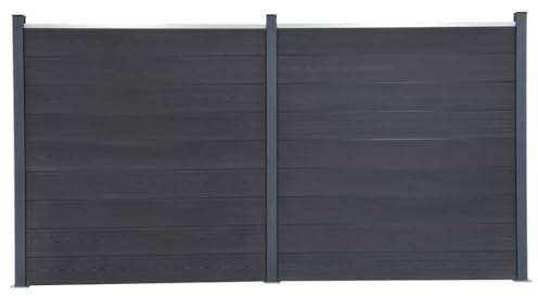 Festnight WPC Zaun Komplettset 353 x 186 cm - Gartenzaun Sichtschutzzaun Windschutzzaun - Windschutz Sichtschutz Element für Terrasse & Garten - Inklusive Montagematerial Grau (WPC-Pfosten)