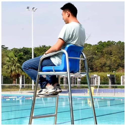 Pool Stuhl 120 150 180 Cm Groß Rettungsschwimmer-Stuhl Für Pool, 304 Edelstahl Lebensrettende Stühle Mit Schirmloch, Haken Und Bequemem Sitz, Sport Wettbewerb Schiedsrichter Stuhl(Size:180cm/70.8in/5.