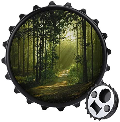 Scenery - Abridor de botellas portátil con imanes para nevera, bonito estilo negro