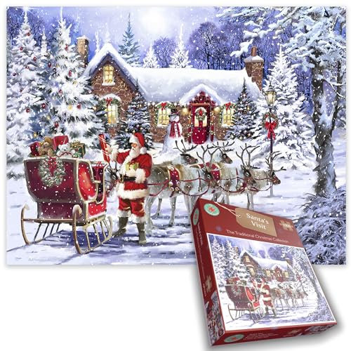 Santa’s Visit 1000 Piece Jigsaw Puzzle – A Magical Christmas Scene Perfect for Cozy Winter Nights! - Jigsaw For Adults - Size 66 x 50cm