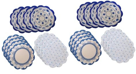 ORFOFE 24 Pcs Blue and White Paper Plates Chinese Blue and White Porcelain Plates Blue Dinner Plates Blue Paper Plates White Plates Paper Dish Plates Floral Dinner Plates Cupcake Pans