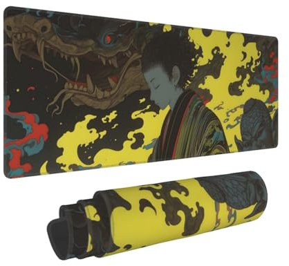 Grand Tapis de Souris de Jeu 1200x600x3mm XXL Multifonction Mouse Pad, avec Bords Cousus, Base en Caoutchouc Naturel antidérapant Durable Tapis de Clavier Les Dieux Tapis de Bureau pour Gamer E-605