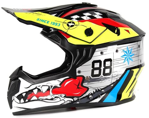 Fullface Helm MTB, ECE 22.06 Zertifizierung, Motocross Helm Kinder, Downhill Motorradhelm Kind, Jugend Motorradhelme, Für Motorrad Crossbike Off Road Enduro Sport Motorrad Fahrrad(S)