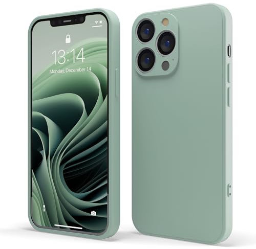 Red Ember Coque de protection antichoc pour iPhone, ultra fine en silicone liquide avec finition mate et doublure en microfibre douce anti-rayures (sauge, iPhone 13 Pro Max)