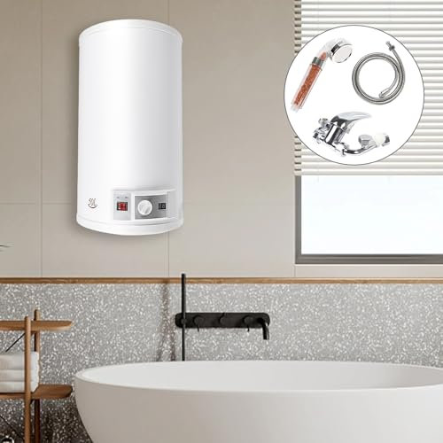 MEHOOSPVN Chauffe-eau électrique 50 l, puissance de chauffage de 1500 W et thermomètre, économe en énergie, valve de sécurité, chauffe-eau pour salle de bain, salon de coiffure, hôtels