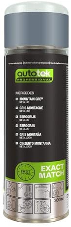 AutoTek Professional Exact Match Car Spray Paint, Mercedes Mountain Grey Metallic Aerosol Spray 300 ml