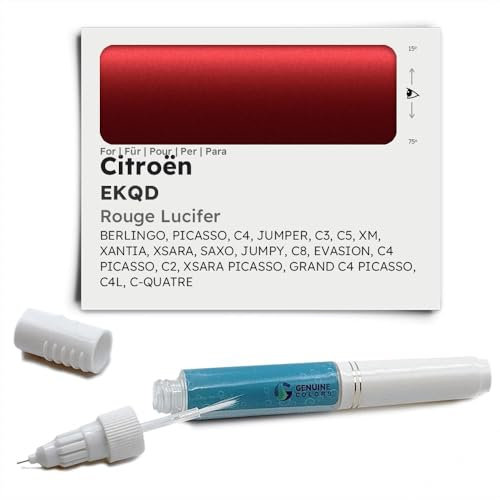 Genuine Colors Stylo de Retouche ROUGE LUCIFER EKQD pour Citroën Bordeaux BERLINGO PICASSO C4 JUMPER C3 C5 XM XANTIA XSARA SAXO JUMPY C8 EVASION C2 GRAND C4L C-QUATRE