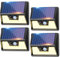4 Pack Solar Lights Outdoor Motion Sensor- Led Security Lights IP65 Waterproof, 3 Lighting Modes, Super Bright Pir Flood Lights for Wall Garden Fence Yard Driveway Path - Warm White