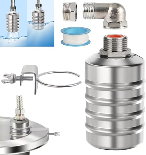 YGboost Float Valve 1/2'' or 3/4'' Automatic Water Level Control Adjustable 304 Stainless Steel for Water Tank, Fish Ponds, Pools, Livestock Troughs, Distiller