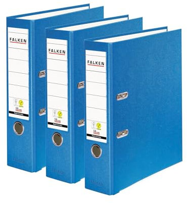 Original Falken 3er Pack PP-Color Ordner. Made in Germany. 8 cm breit DIN A4 Aqua Vegan Kunststoff-Ordner Ringordner Aktenordner Briefordner Büroordner Plastikordner Schlitzordner