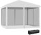 Outsunny Tonnelle Pop-up Barnum Pliant Style Colonial 3 x 3 m 4 moustiquaires + Sac de Transport crème