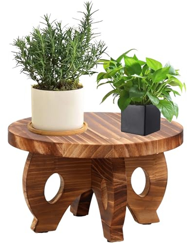 Guniata Pflanzenständer aus Holz,Pflanzenhocker Runder,Blumenhocker Holz,Blumenständer Pflanzenständer,Indoor Outdoor Balkon für Zuhause,Büro,Garten(Braun)
