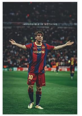 rlfnde Messi Barcelona – Poster auf Leinwand, Wandkunst, Dekordruck, Bild Gemälde für Wohnzimmer, Schlafzimmer, Dekoration, 30 x 45 cm