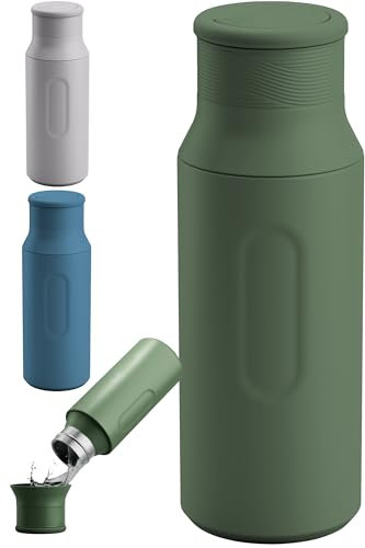 FLASHGIFT WILD | Borraccia Termica 500 ml | Bottiglia Termica con Tappo Bicchiere | Borracce Termiche Doppia Parete Isolante | Water Bottle per Montagna e Outdoor | Bevande Calde e Fredde (Verde)