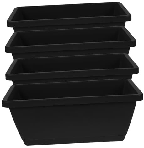 Gatuida Fioriere Rettangolari in Plastica 4 Pezzi Per Esterni Vasi Da Per Davanzali e Balconi Vasi Robusti e Pratici Con Sottovasi Per Piante e Bonsai