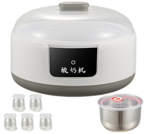 Cammeciso Yogurtiera,Macchina per Yogurt,Macchina per Yogurt Greco,Probiotic Yogurt Maker con 5 Vasetti,Maker di Yogurt Elettrico,Macchina per Yogurt da Casa,con Maniglia,per Uso Domestico