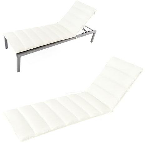 HAVE A SEAT Living - Auflage Gartenliege Flair | 200x60 cm - Weiche Universal Sonnenliege Auflage Dünn - Komfortabel, Wetterfest, Waschbar bis 95° C - Made in Germany (200x60 cm, Weiß)