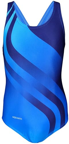Aquarti Mädchen Badeanzug – Chlorresistenter Sport Badeanzug Mädchen mit Muscleback, Farbe: EP2305 Blau Türkis, Größe: 152