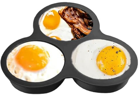 FmtwPhn Moldes de silicona para freidora de aire, molde de huevo de 3 cavidades, moldes de silicona para freidora de aire, para pudines, hamburguesas, pasteles, desayuno, sándwich