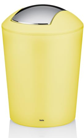 kela Schwingdeckeleimer gelb, Kosmetikeimer 5l mit Schwingdeckel, Kunststoff, MARTA, Mülleimer Badezimmer sonnengelb matt