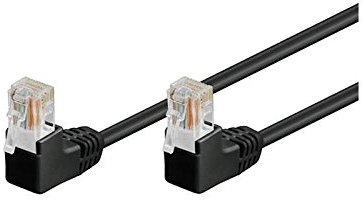 Goobay 3 Stück Patchkabel Ethernet CAT 5e Winkel 90 ° U/UTP SCHWARZ 0,5 m