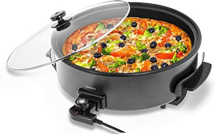 Bredeco Multi Cooker, Countertop Griddle Appliance 1400W, 40x40x9 cm, 100-250 °C, Non Stick Coating, Temperature Control, Black