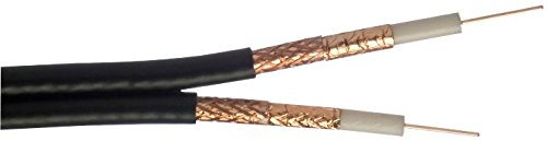 WF65 Twin Coaxial Cable with Copper Braid Black 250m Reel, WF65 Coaxial Cable