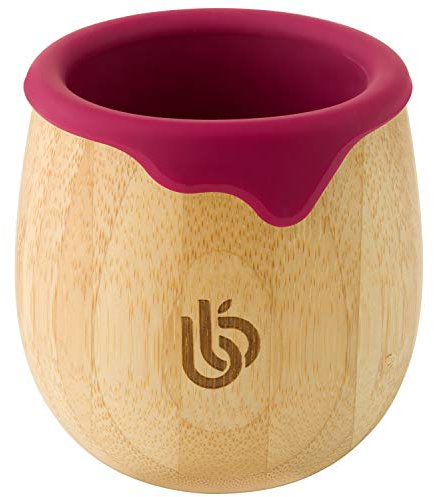 bamboo bamboo Baby- und Dinky-Kinderbecher, Bambus-Sippy-Becher für Kleinkinder, mit Silikon-Tropfrand zum Schutz von Zähnen und Zahnfleisch, 150ml Babybecher für Übergangskleinkinder (Kirsche)