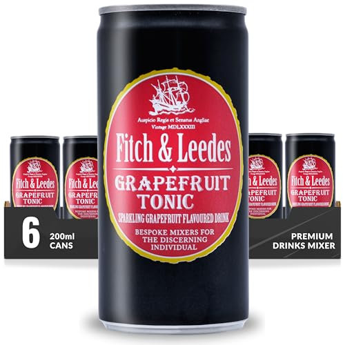 Fitch & Leedes Grapefruit Tonic – 6 x 200ml Mixer for Spirits & London Dry