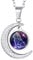 Suplight Unisex Collier Sternzeichen Löwe Halskette Damen Horoskop Sternbilder Halbmond Anhänger 50+5cm Edelstahl Rolokette Tierkreis Modeschmuck für Männer Frauen
