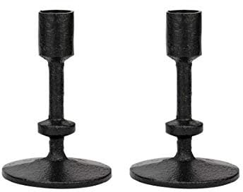 Stonebriar SB-6282A2 5 Black Cast Iron Metal Taper Candle Holder Set, Set of 2