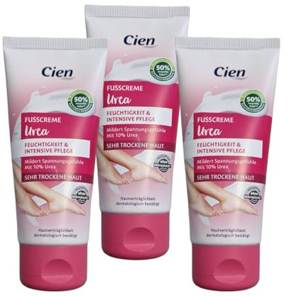 Cien Fußcreme Urea 10% bei extrem trockenen und rissigen Füßen, 4er-Pack (4 x 100 ml)
