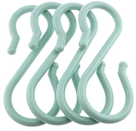 E-outstanding 4 Stück Kunststoff-Haken in S-Form, Doppelkopf-Kleiderhaken, Badezimmer-Nagelhaken, Kleiderschrank, Kleidung, S-Haken, blau, Größe M, 12 cm