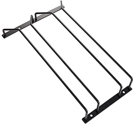Dianoo Support pour verres à vin de 35 cm - Noir - Porte-verres à vin sous étagère - Support de rangement pour verres à pied - Pour bar et cuisine - 2 rangées