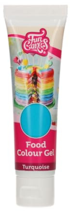 FunCakes Food Colour Gel Türkis: Hochkonzentrierte Lebensmittelfarbe für Teig, Sahne, Fondant, Marzipan. Einfache Dosierung. Einzelne Tropfen, um lebendige Farben zu erzeugen. Halal. 30 g.