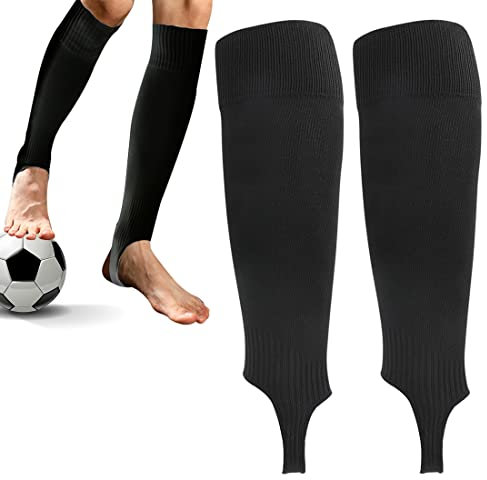 2 Paar Fußball Stutzen Schwarz Kinder Herren, FUKPO Fussball Stutzen Männer Fußballsocken, Fussballstutzen Herren Jungen
